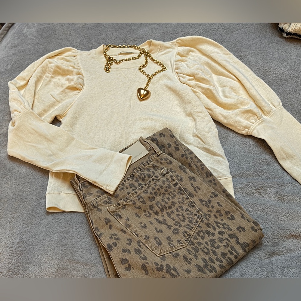 Ulla Johnson Cream Philo puff sleeve sweatshirt